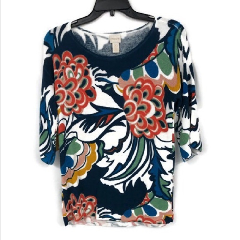 CHICO’S‎ FLORAL TOP SWEATER 00